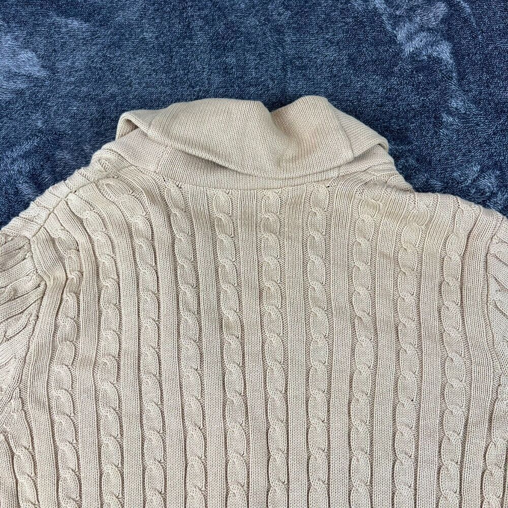 Vtg Lauren Ralph Lauren Chunky Cable Knit Shawl Collar Cotton Cardigan L/XL* - Picture 9 of 12